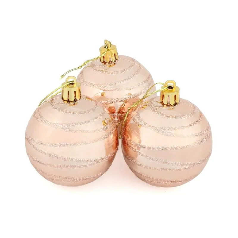 10 x 6cm Shiny Mirrored Swirl Pattern Christmas Tree Baubles