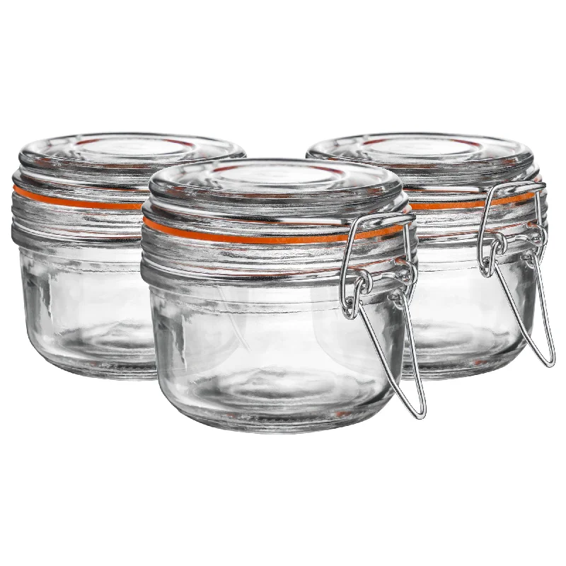 125ml Glass Storage Jars + Four Free Coloured Seals Per Jar - Pack of Three