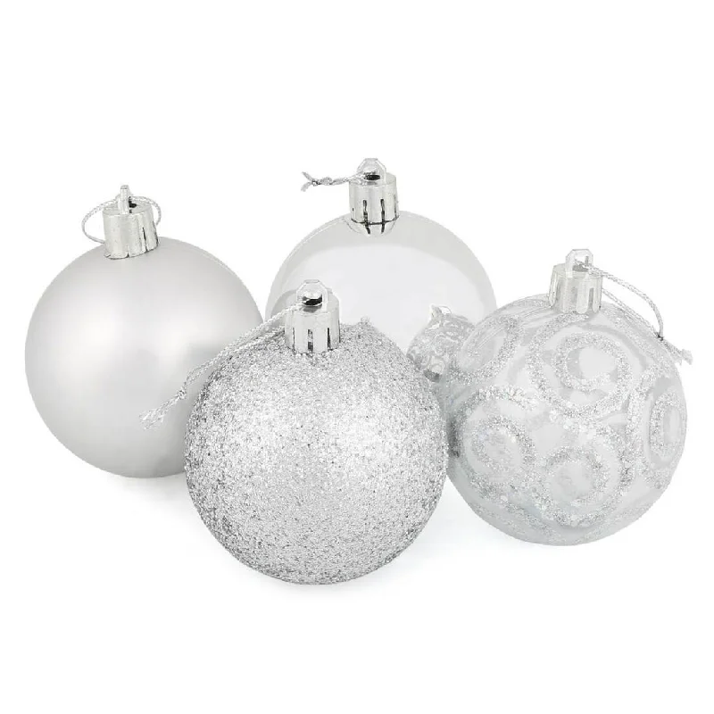 16 x 6cm Christmas Tree Baubles Swirl Matte Glitter Mirrored