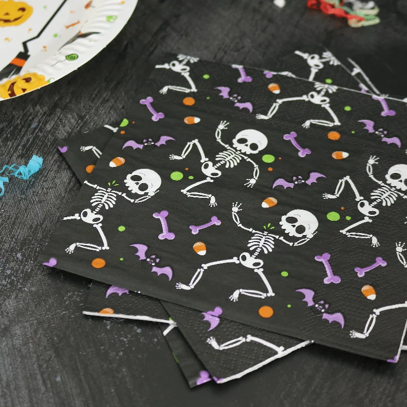 20 Pack Dancing Skeleton Halloween Party Table Paper Napkins