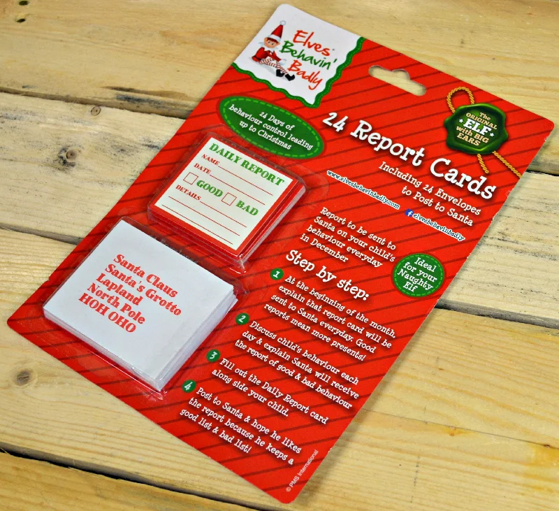 24 Naughty or Nice Elf on the Shelf Report Cards & Addressed Envelopes Advent