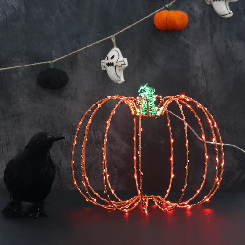 3D Light Up Pumpkin Decoration LED Outdoor Halloween 30cm