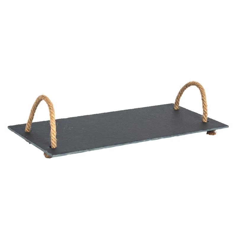 40cm x 20cm Slate Rope Handle Serving Platter - By Argon Tableware