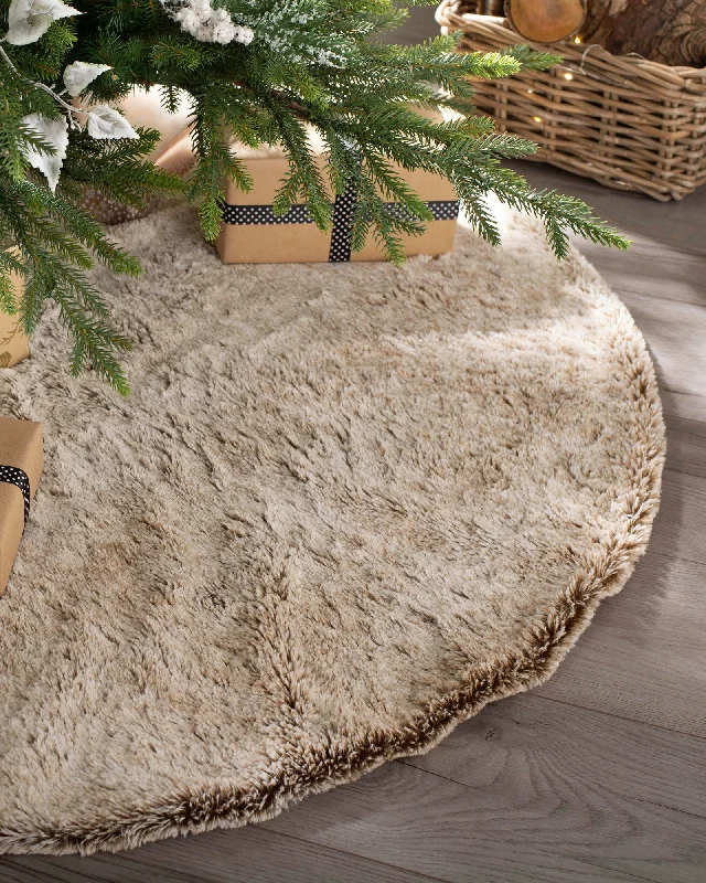 Two Tones Fur Tree Skirt, Brown, 120 cm