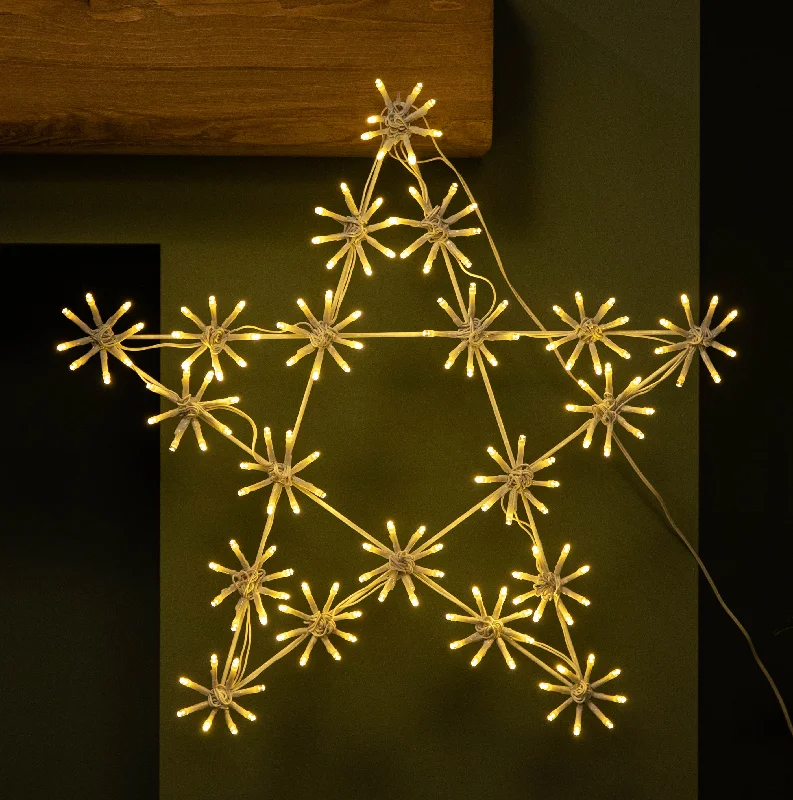 50cm Light up White Hanging Christmas Sparkle Star with 160 Warm White LEDs