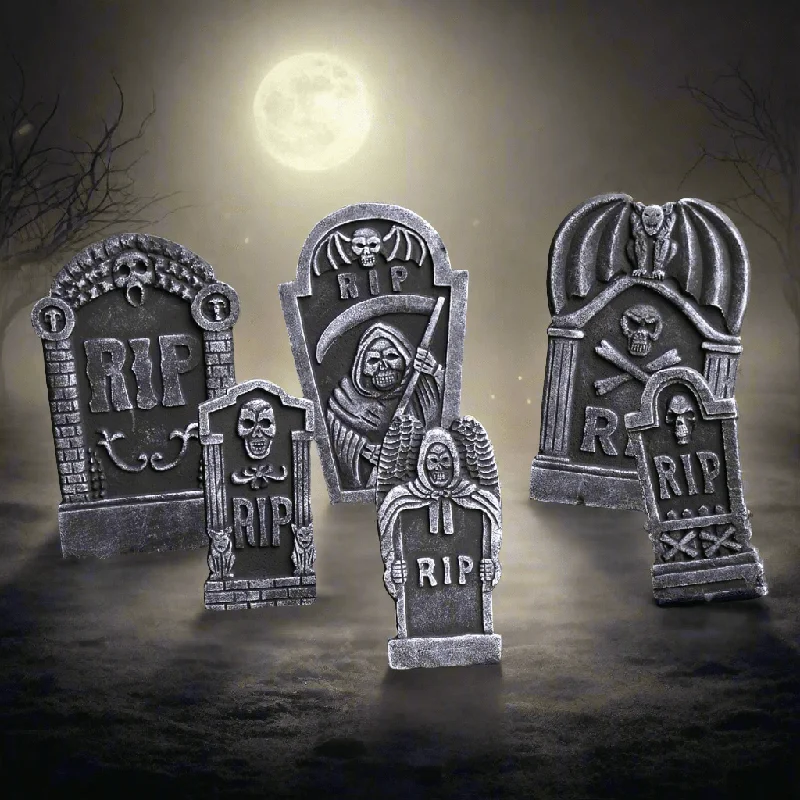 6pc Tombstone Set Halloween Party Decorations Graveyard Props