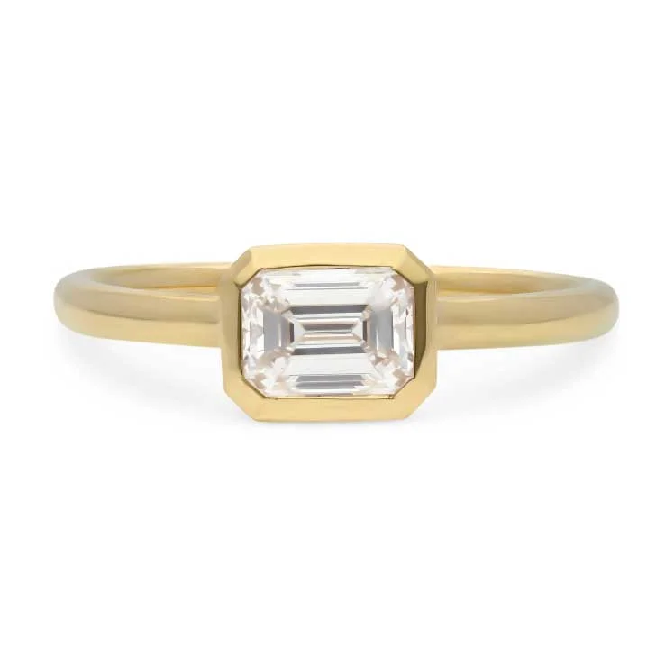 AVA Yellow Gold Emerald Cut Diamond Engagement Ring