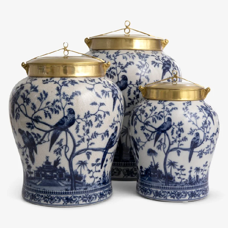 Barclay Bird Jars With Brass Lid