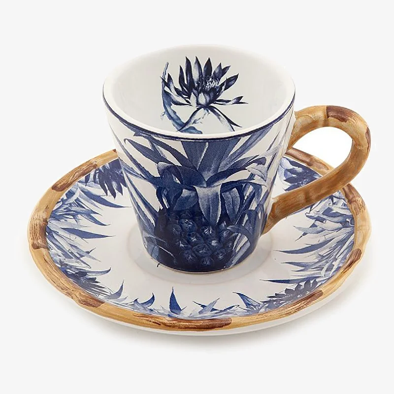 Blue Pineapple Cup & Saucer