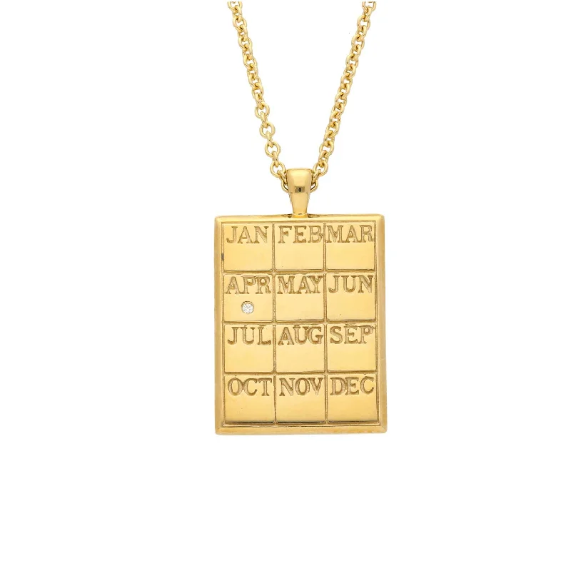 CALENDAR Necklace with Diamond Gold Plated