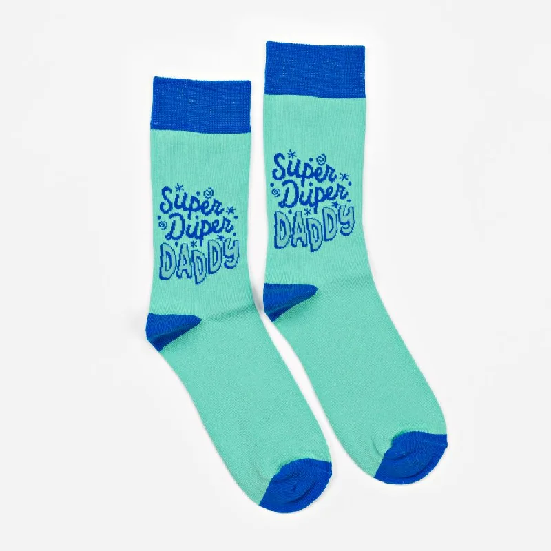 Cheerfull Socks Green Super Duper Daddy Mens Socks