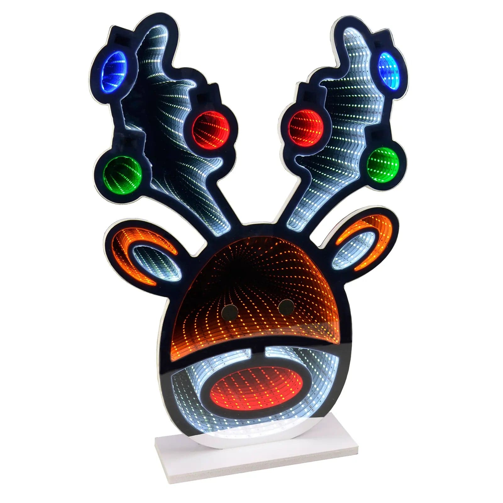 Christmas Reindeer Head Double Sided LED Infinity Mirror Light 60cm