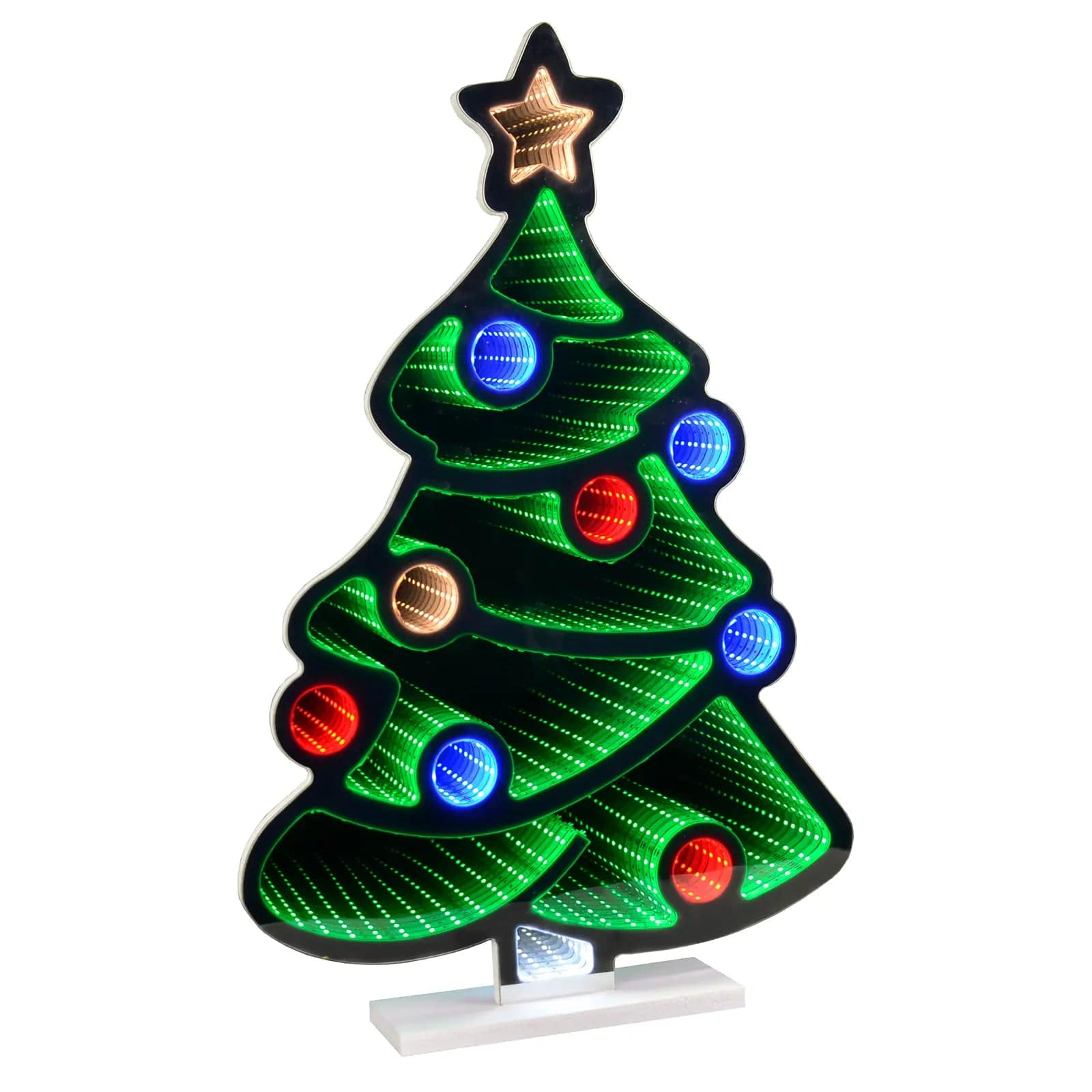 Christmas Tree Double Sided LED Infinity Mirror Light Decoration 60cm