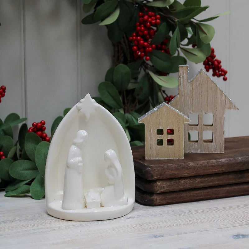 Classic White Ceramic Nativity