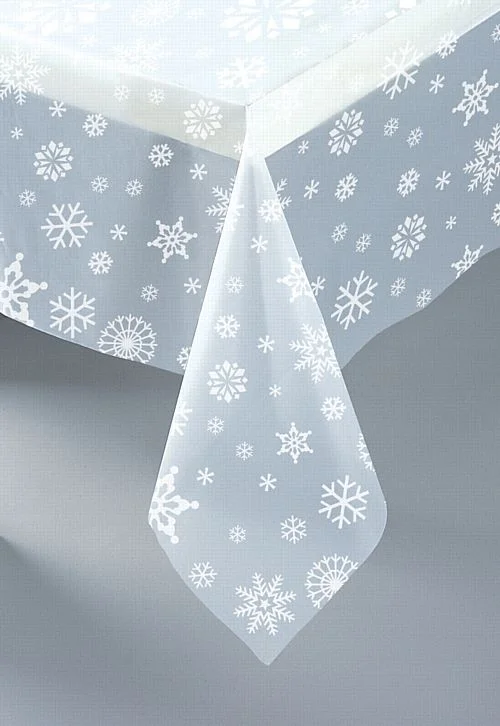 Clear Snowflakes Plastic Tablecloth 1.3m x 2.7m