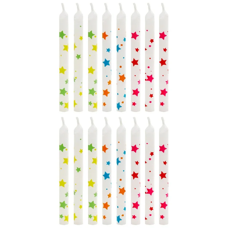 Hallmark : Scattered Stars White Birthday Candles, Set of 16