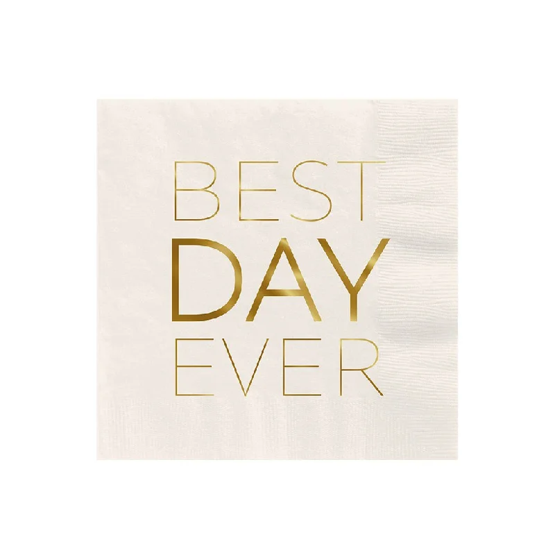 Hallmark : Ivory "Best Day Ever" Cocktail Napkins, Set of 16