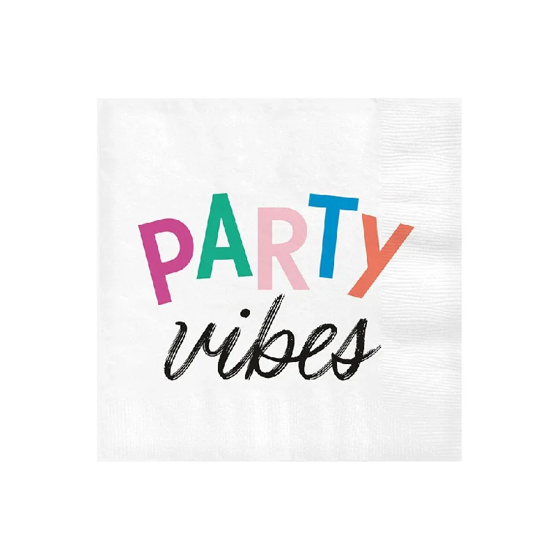 Hallmark : White "Party Vibes" Cocktail Napkins, Set of 16