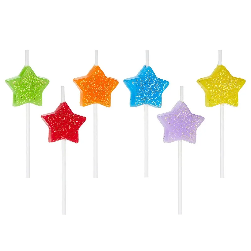 Hallmark : Assorted Color With Glitter Star-Shaped Birthday Candles, Set of 6