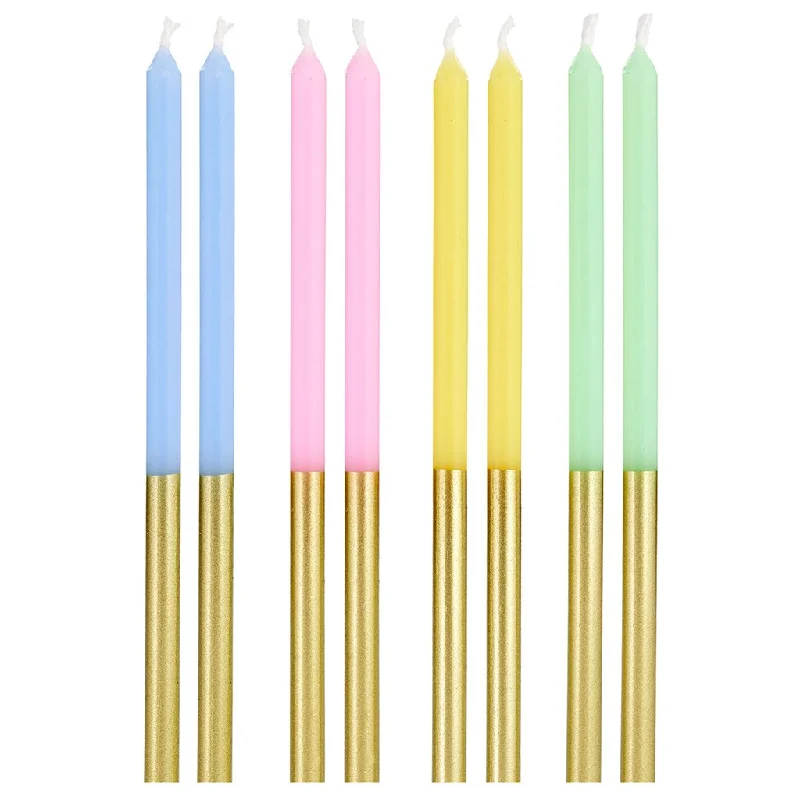 Hallmark : Pastel and Gold Two-Tone Tall Birthday Candles, Set of 12