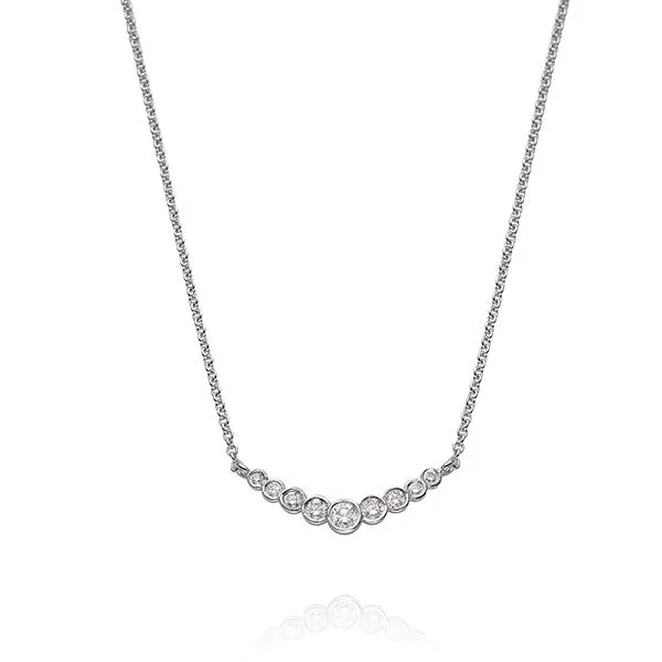 Dainty White Gold Diamond Bar Necklace