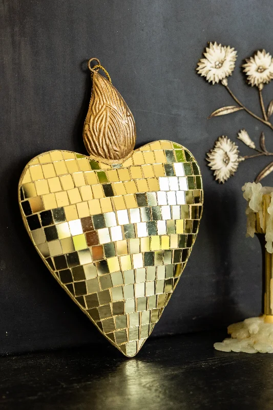 Disco Ball Flaming Heart Decoration