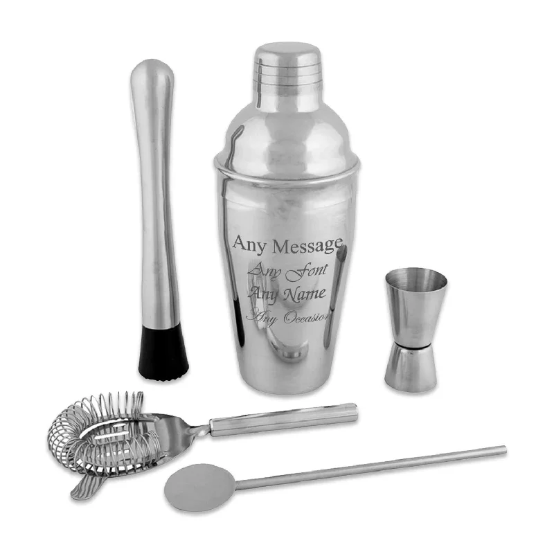 Engraved 5 Piece Cocktail Shaker Set