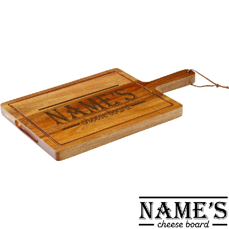 Engraved Acacia Wood Cheeseboard with Name's Cheeseboard with Border Design