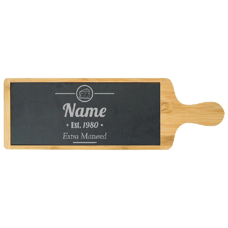 Engraved Bamboo and Slate Cheeseboard with Extra Matured Design