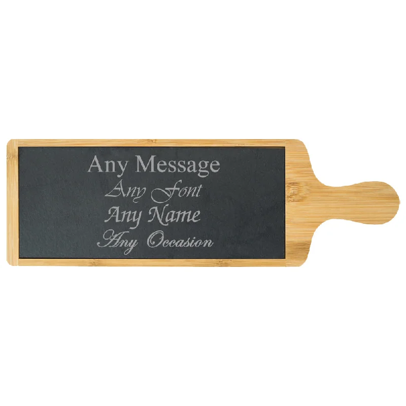 Engraved Bamboo and Slate Cheeseboard