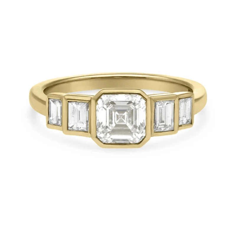 EVELYN Deco Diamond Yellow Gold Engagement Ring