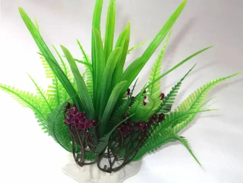 Fern  and  Grass With Flowers Aquarium Ornament Decoration