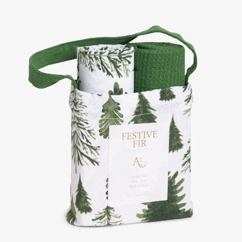 Festive Fir Tea Towels Set Of Two