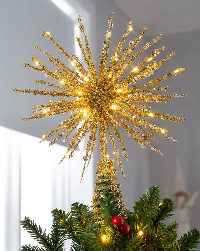 Starburst Christmas Tree Topper, Gold, 32 cm