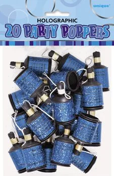 Glitz Blue Party Poppers - Pack of 20