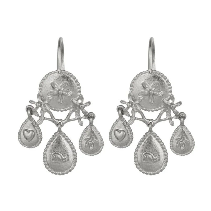 Gratitude for Nature Girandole Chandelier Earrings Silver