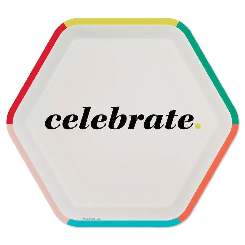 Hallmark : "Celebrate" Hexagonal Dessert Plates, Set of 8