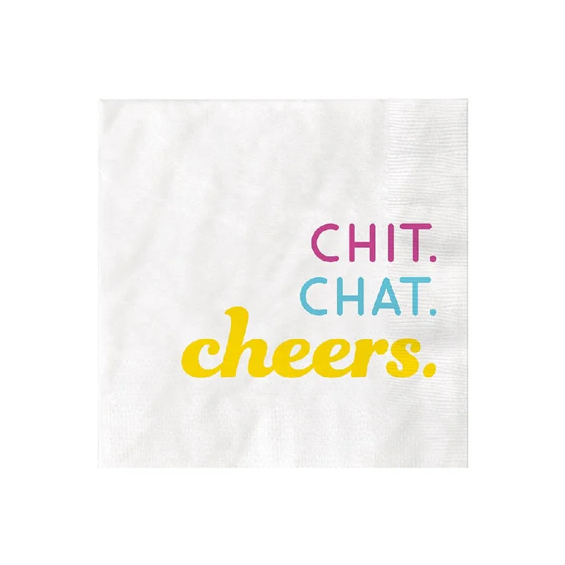 Hallmark : White "Chit, Chat, Cheers" Cocktail Napkins, Set of 16