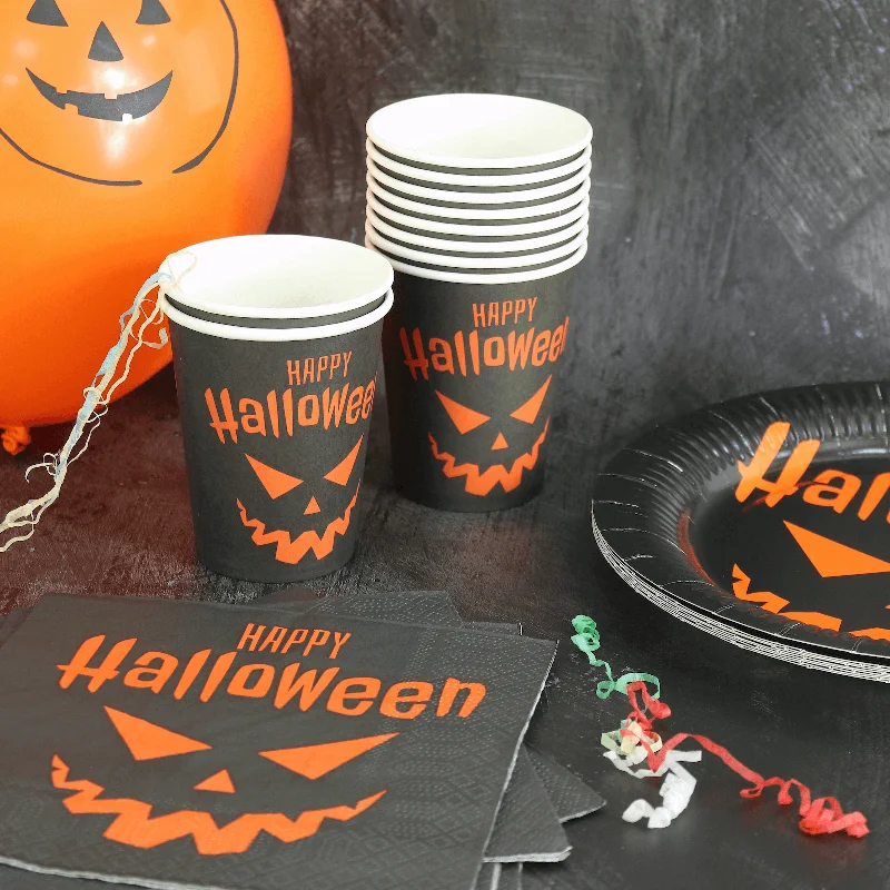 Happy Halloween Table Decor Party Paper Cups Plates Napkins