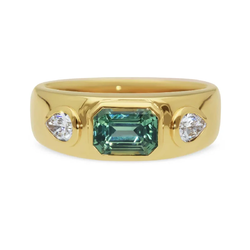 ISLA Yellow Gold Green Sapphire and Diamond Engagement Ring