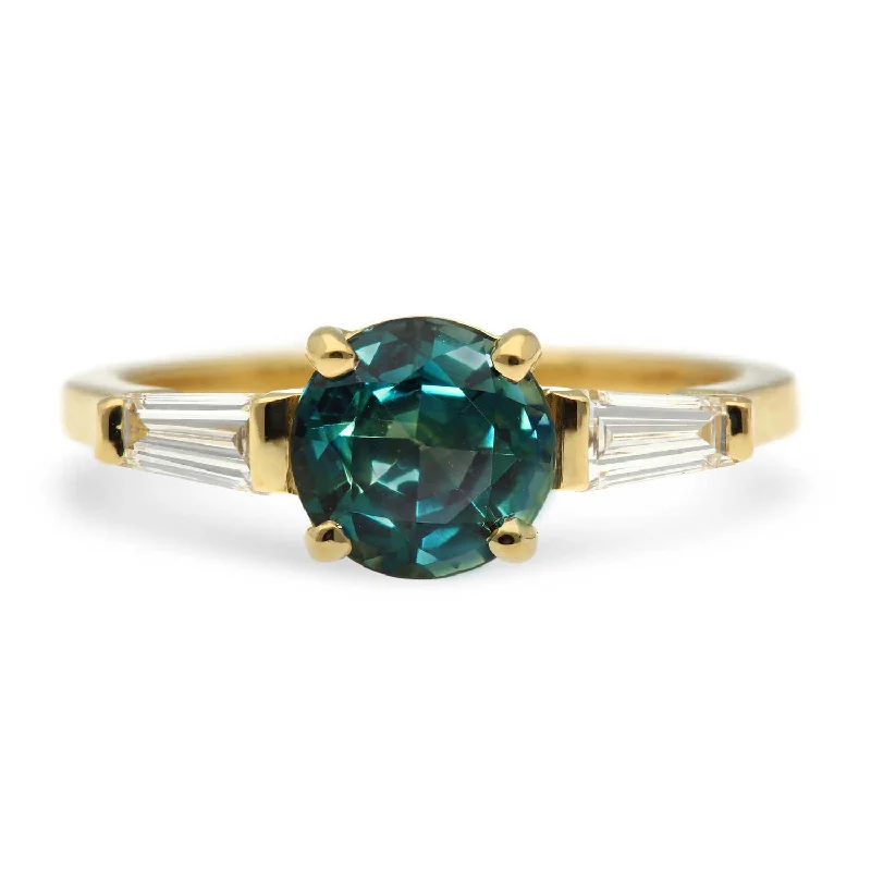 JESSICA Round Montana Teal Sapphire Engagement Ring