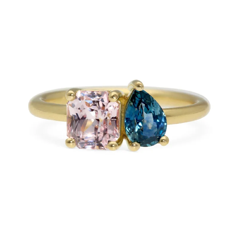 JOSEPHINE Ring Yellow Gold with Teal & Pink Sapphires