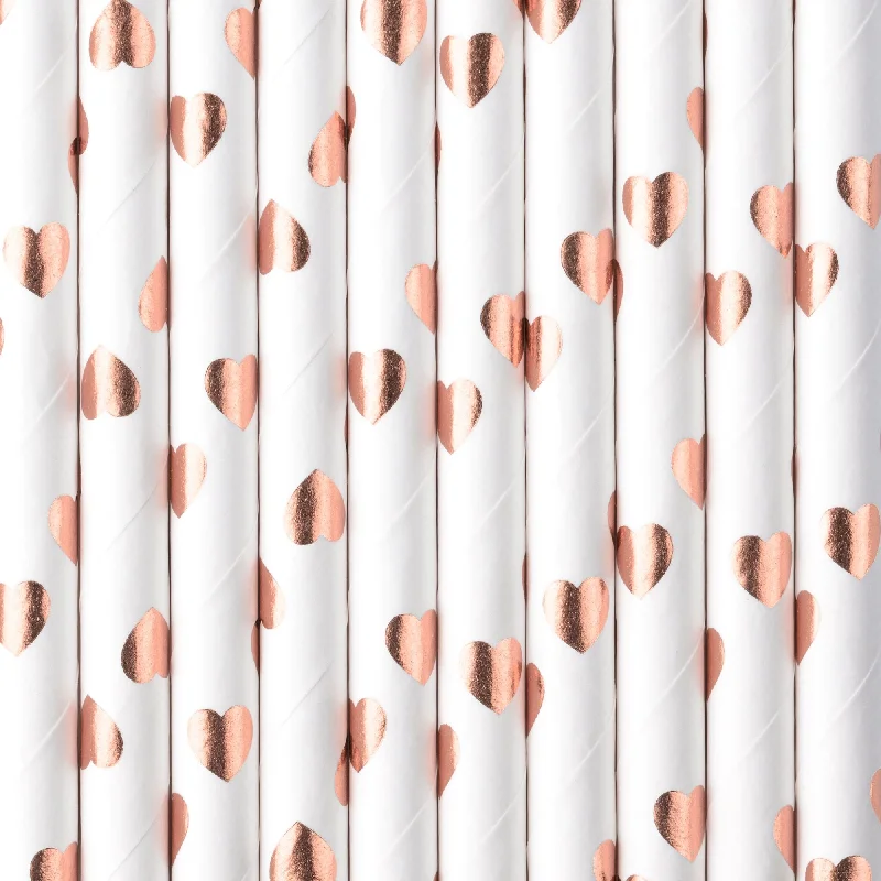 Light Rose Gold Paper Straws Pack of 10