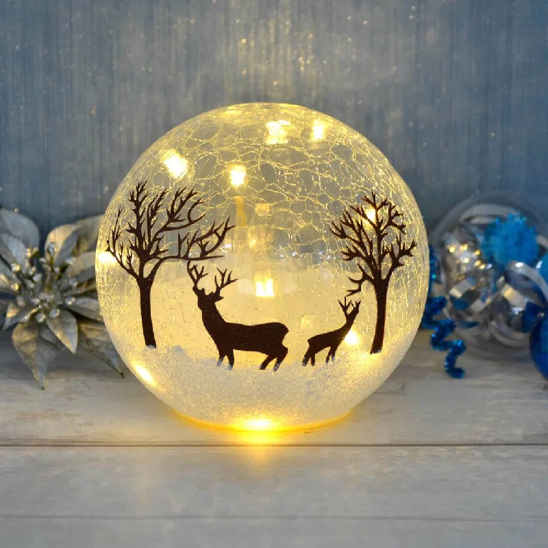 Light Up Crackle Ball Christmas Decoration LED Ornament 15cm