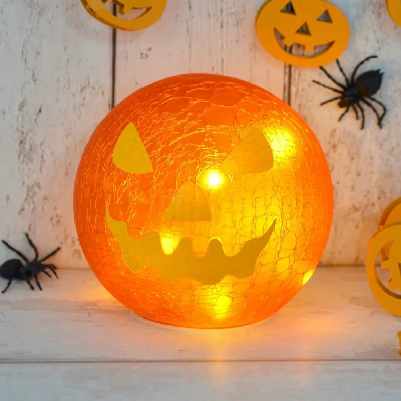 Light Up Crackle Ball Halloween Decoration LED Ornament 15cm