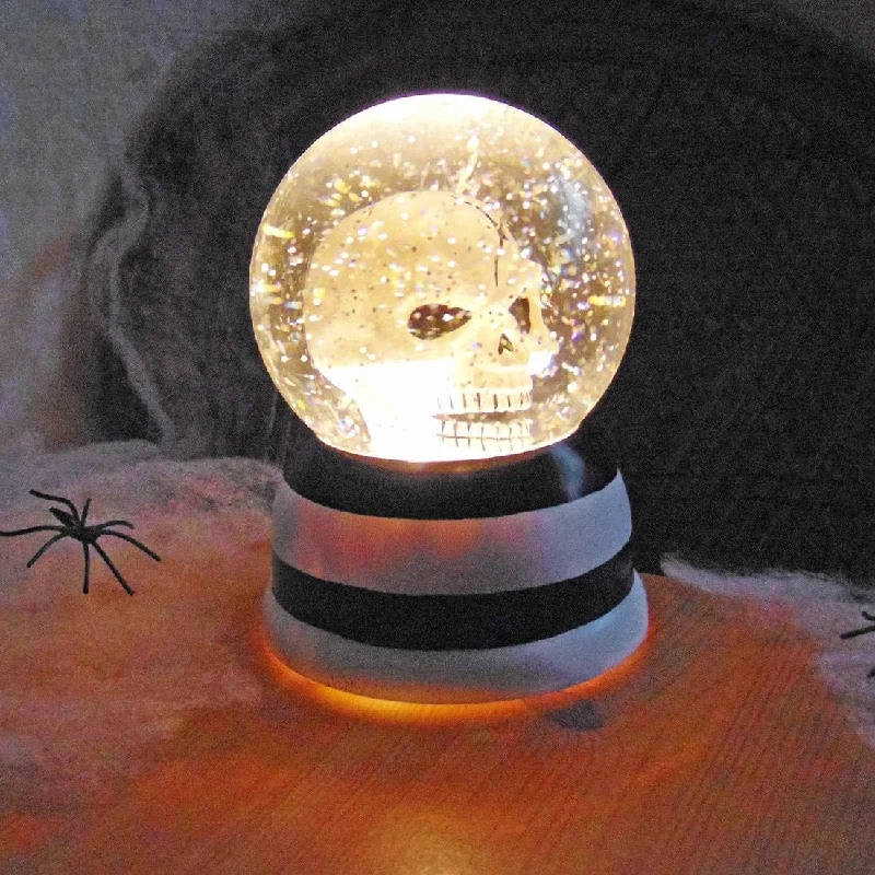 Light Up Glitter Water Halloween Decoration - Skull Globe