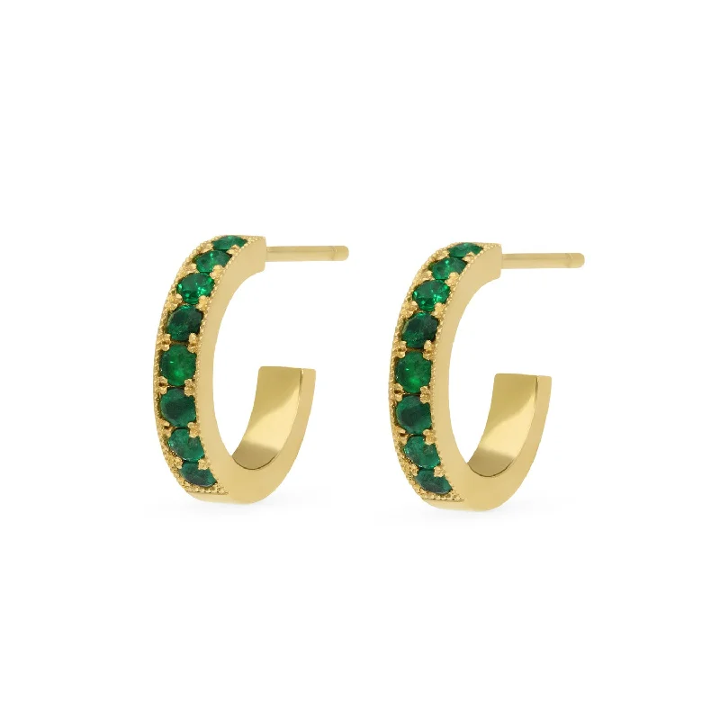 LILLY Yellow Gold Emerald Hoop Earrings