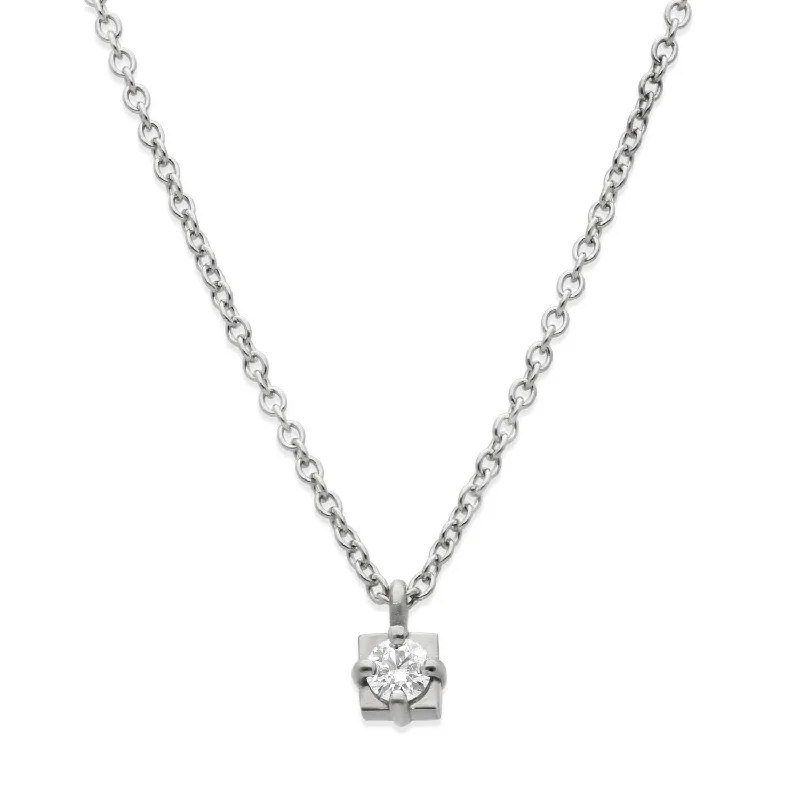 FRAME Little Claw-Set Diamond in Square Pendant White Gold