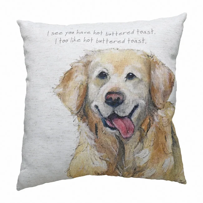 Little Dog Laughed Toast Loving Golden Retriever Dog Cushion Gift