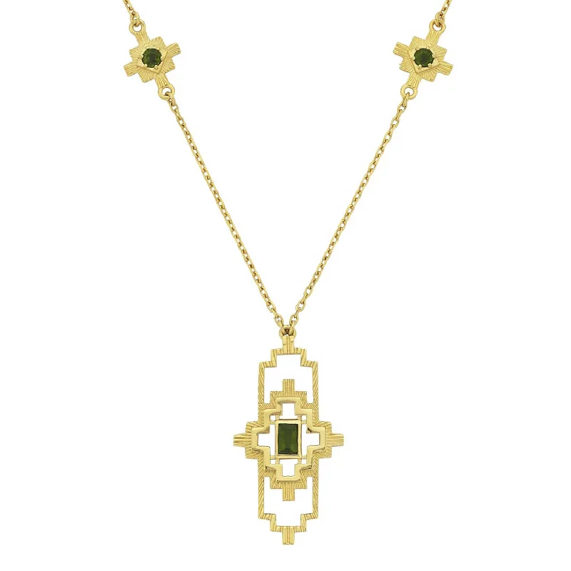 MUNAY Gold Plated Necklace with Chrome Diopside